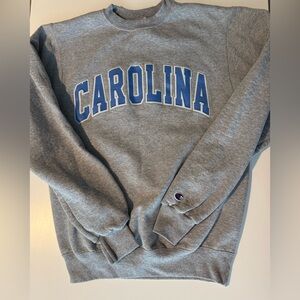 Champion Gray Crewneck Sweater with Blue Lettering